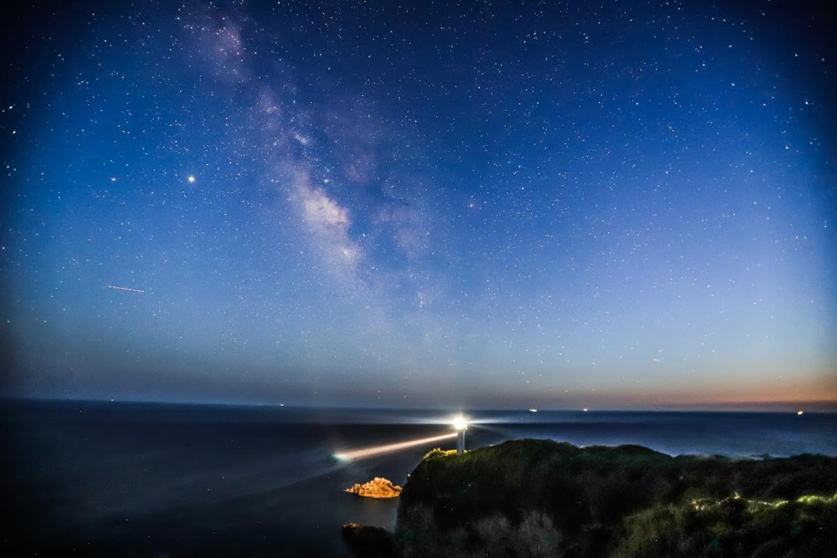 足摺岬の水平線！星がきらめいています。