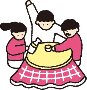 人々が集まって話すイラスト