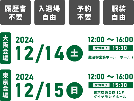 大阪会場：2024年12月14日／東京会場：2024年12月15日